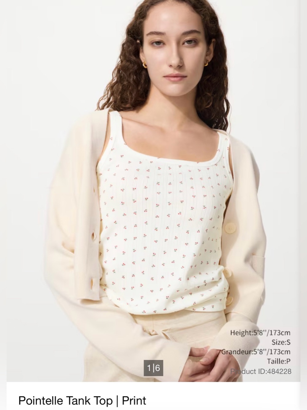 Uniqlo Pointelle Tank Top Cherry Print